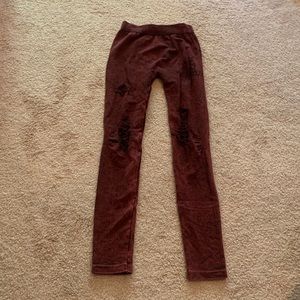 Distressed Burgundy Leggings